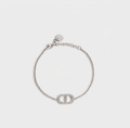 CD Bracelet In Silver & Silver Crystals