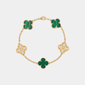 Clover Bracelet Malachite With Zircon Lucky Clover Four Leaf Flower 18k Gold Charm Bracelet