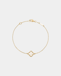 Clover Bracelet Mother of Pearl Dainty Four Leaf Flower 18k Yellow Gold