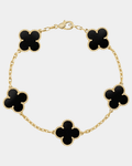 Clover Bracelet Onyx 18k Gold Charm Bracelet