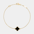 Clover Bracelet Onyx One Four Leaf Flower 18k Gold Bracelet