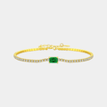 Emerald Halo Tennis Bracelet 18k Gold